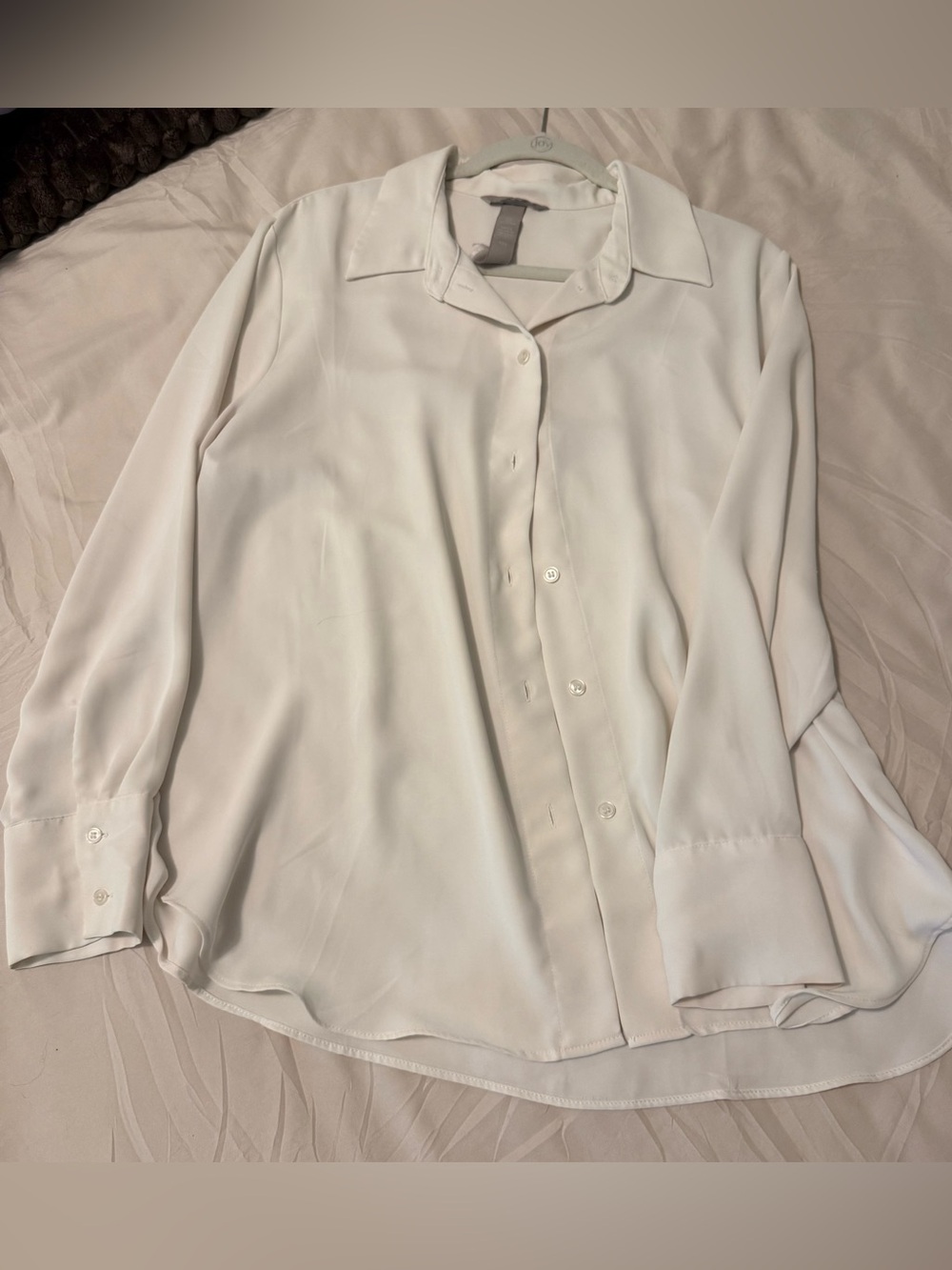 H&M White Long-Sleeve Button-Front Blouse